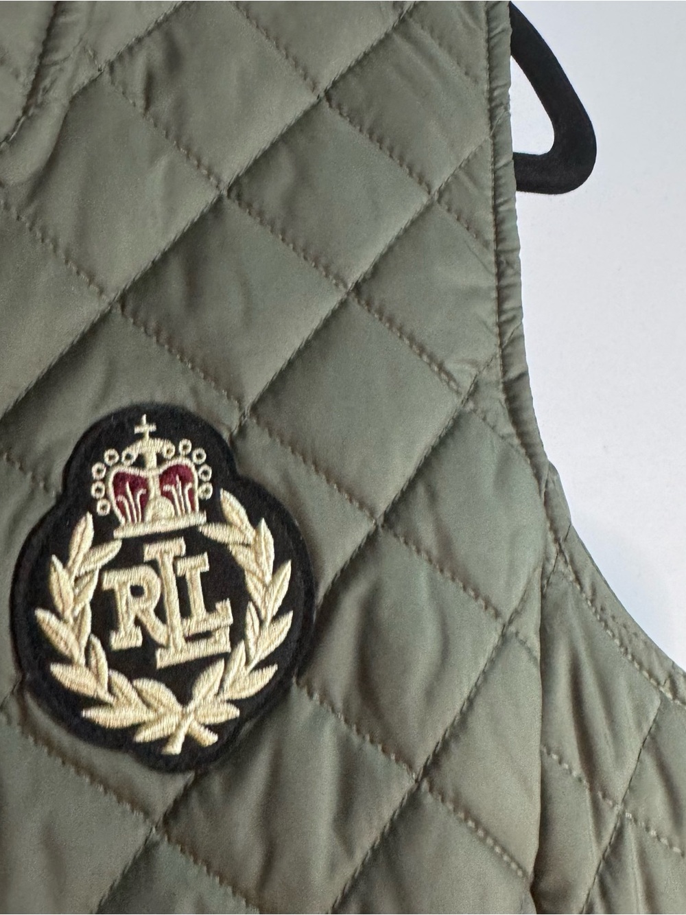 Lauren Ralph Lauren Quilted Vest Womens L Olive Green Crest Logo - Picture 4 of 9